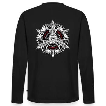 the only good soundsystem is a big soundsystem - Männer Premium Bio Langarmshirt - Schwarz - Hinten - Nico (187cm)