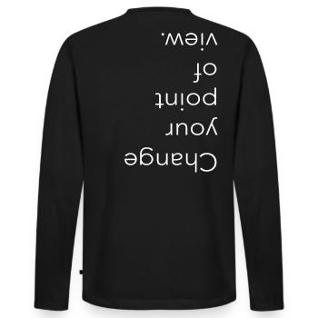 Change your point of view, Typography - Männer Premium Bio Langarmshirt - Schwarz - Hinten - Nico (187cm)