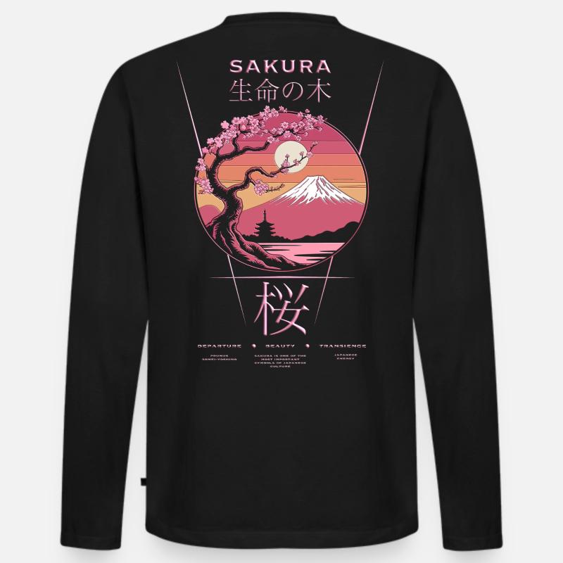 Sakura - Japan - Männer Premium Bio Langarmshirt - Schwarz