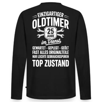25 years in service - top condition - Men's Premium Organic Long Sleeve Shirt - black - Back - Nico (187cm)