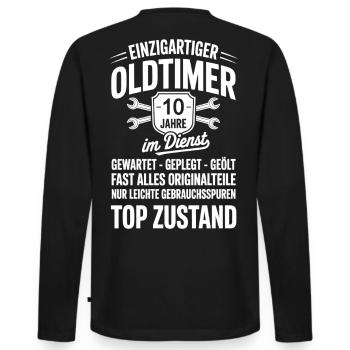 bester Mitarbeiter - Oldtimer Mechaniker - Männer Premium Bio Langarmshirt - Schwarz - Hinten - Nico (187cm)