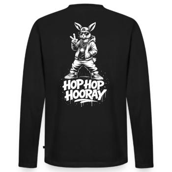 HOP HOP HOURRA Bunny - T-shirt manches longues Premium bio Homme - noir - Dos - Nico (187cm)
