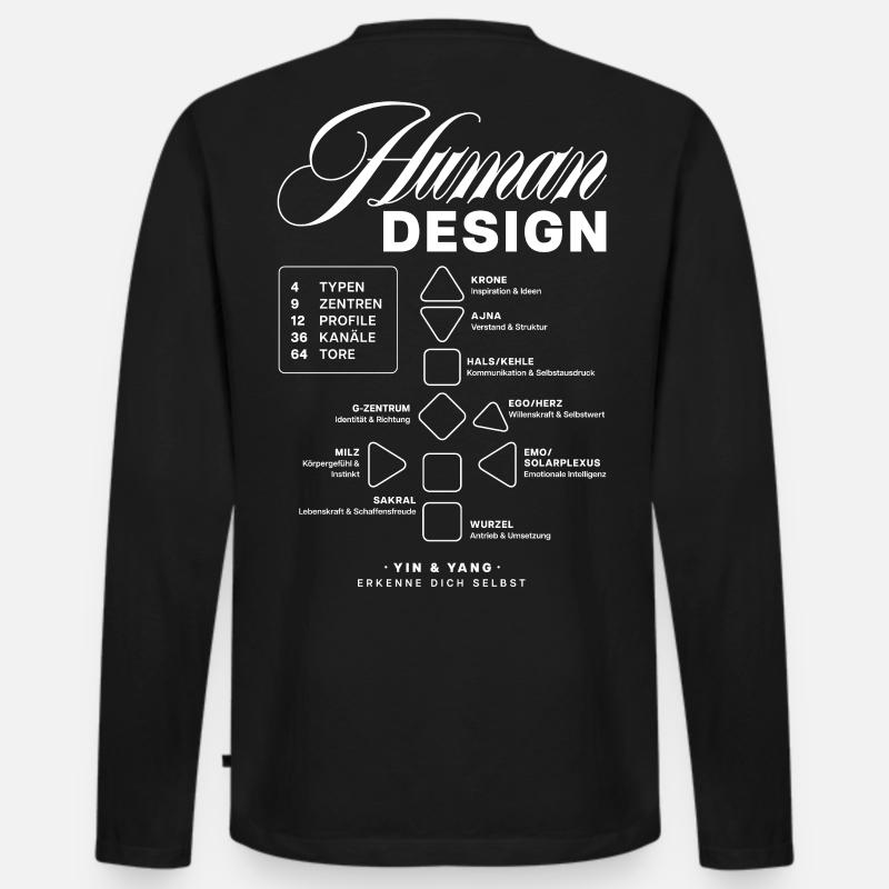 Human Design Blueprint - Männer Premium Bio Langarmshirt - Schwarz