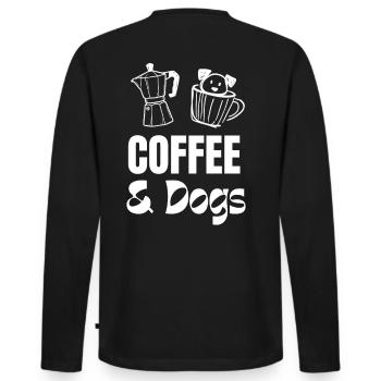 Coffee and Dogs Motif - Men's Premium Organic Long Sleeve Shirt - black - Back - Nico (187cm)