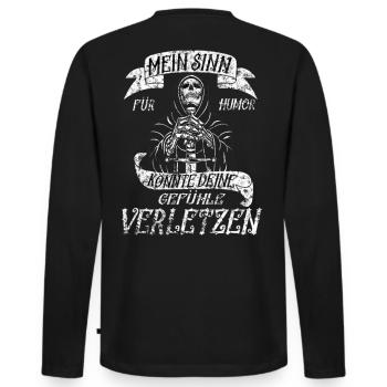 Bad humor is best humour ! - Men's Premium Organic Long Sleeve Shirt - black - Back - Nico (187cm)