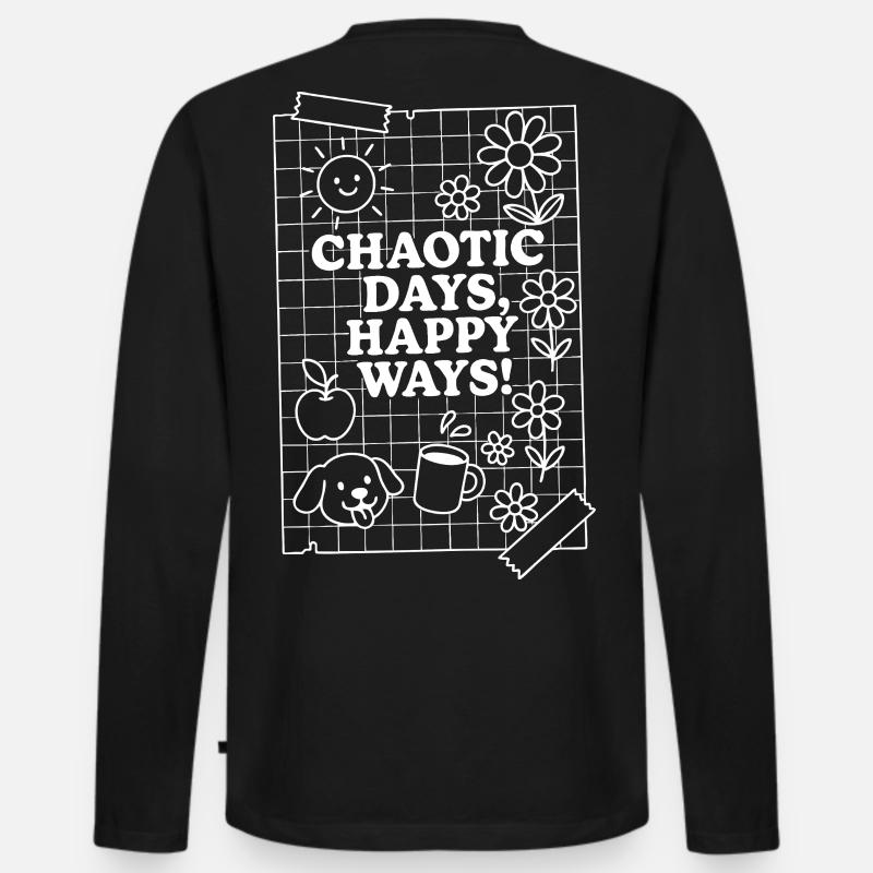 chaotic days (weiß) - Männer Premium Bio Langarmshirt - Schwarz