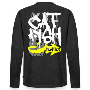 Catfish XXL Waller Hunter Congerbaits Fishing - Men's Premium Organic Long Sleeve Shirt - heather anthracite - Back - Nico (187cm)