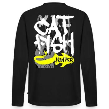 Catfish XXL Waller Hunter Congerbaits Fishing - Men's Premium Organic Long Sleeve Shirt - black - Back - Nico (187cm)