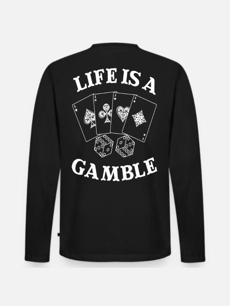 GAMBLE - Männer Premium Bio Langarmshirt - Schwarz