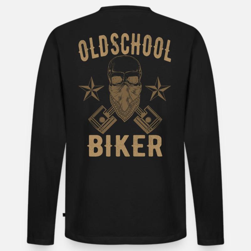 Biker Old School - Männer Premium Bio Langarmshirt - Schwarz