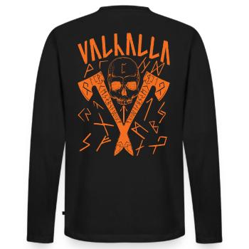 Valhalla Runes - Männer Premium Bio Langarmshirt - Schwarz - Hinten - Nico (187cm)