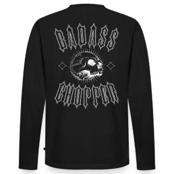 BADASS CHOPPER - Männer Premium Bio Langarmshirt - Schwarz - Hinten - Nico (187cm)