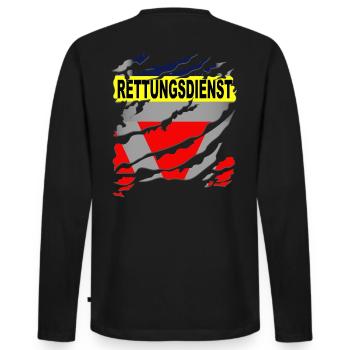 Rettungsdienst Uniform - Männer Premium Bio Langarmshirt - Schwarz - Hinten - Nico (187cm)