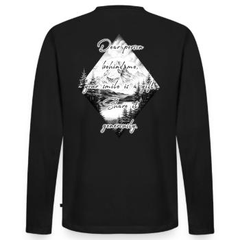 Saying for the person behind you Smile Share - Men's Premium Organic Long Sleeve Shirt - black - Back - Nico (187cm)