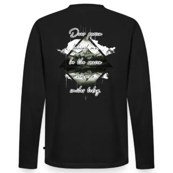 Spruch für die Person Hinter Dir Bring Ein Lächeln - Männer Premium Bio Langarmshirt - Schwarz - Hinten - Nico (187cm)