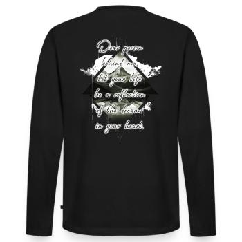 Spruch für die Person Hinter Dir Träume Ziele - Männer Premium Bio Langarmshirt - Schwarz - Hinten - Nico (187cm)