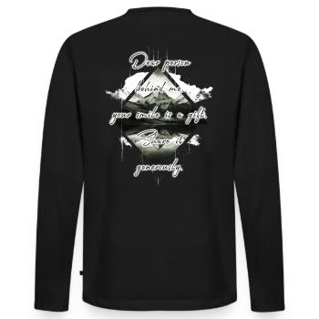 Saying for the person behind you Smile Share - Men's Premium Organic Long Sleeve Shirt - black - Back - Nico (187cm)