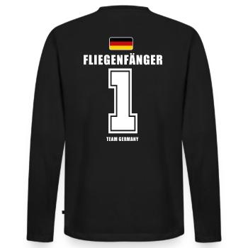 Deutschland Fussball Torwart Fliegenfänger Fußball - Männer Premium Bio Langarmshirt - Schwarz - Hinten - Nico (187cm)