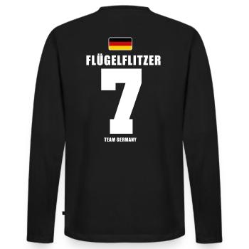 Deutschland Fussball Mittelfeldspieler Fußball - Männer Premium Bio Langarmshirt - Schwarz - Hinten - Nico (187cm)