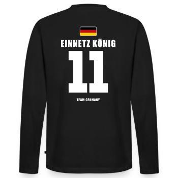 Deutschland Fussball Stürmer Fußball - Männer Premium Bio Langarmshirt - Schwarz - Hinten - Nico (187cm)