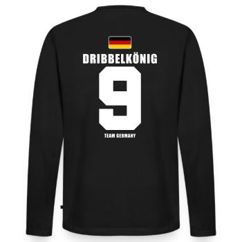 Deutschland Fussball Dribbelkönig Nr.9 Fußball - Männer Premium Bio Langarmshirt - Schwarz - Hinten - Nico (187cm)