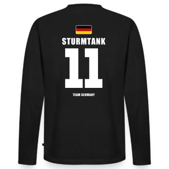 Deutschland Fussball Stürmer Fußball - Männer Premium Bio Langarmshirt - Schwarz - Hinten - Nico (187cm)