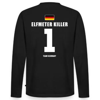 Deutschland Fussball Torwart Fußball - Männer Premium Bio Langarmshirt - Schwarz - Hinten - Nico (187cm)