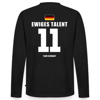 Deutschland Fussball Stürmer Fußball - Männer Premium Bio Langarmshirt - Schwarz - Hinten - Nico (187cm)