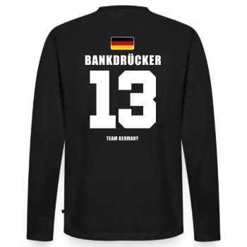 Deutschland Fussball Stürmer Fußball - Männer Premium Bio Langarmshirt - Schwarz - Hinten - Nico (187cm)