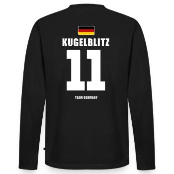 Deutschland Fussball Stürmer Fußball - Männer Premium Bio Langarmshirt - Schwarz - Hinten - Nico (187cm)