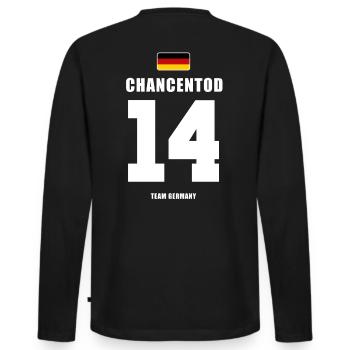 Deutschland Fussball Stürmer Fußball - Männer Premium Bio Langarmshirt - Schwarz - Hinten - Nico (187cm)