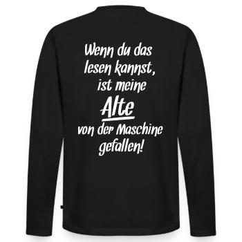 Witziger Lustiger Spruch Biker Motorrad Geschenk - Männer Premium Bio Langarmshirt - Schwarz - Hinten - Nico (187cm)