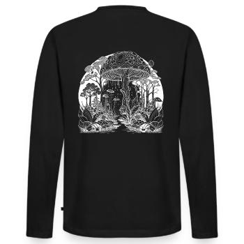 Motif de champignon mystique et magique - T-shirt manches longues Premium bio Homme - noir - Dos - Nico (187cm)