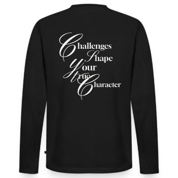Les défis façonnent votre véritable caractère - T-shirt manches longues Premium bio Homme - noir - Dos - Nico (187cm)