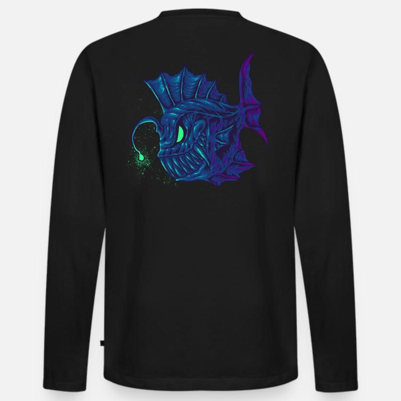angler fish Dive Diver - Männer Premium Bio Langarmshirt - Schwarz