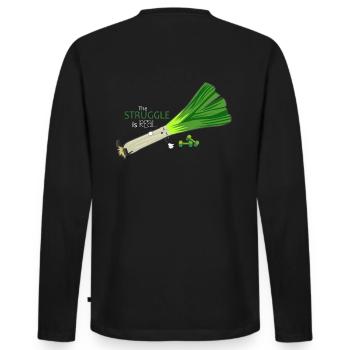 Low fitness leek - Men's Premium Organic Long Sleeve Shirt - black - Back - Nico (187cm)