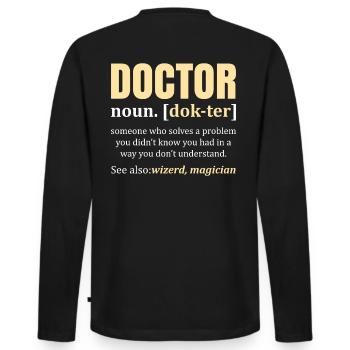 Doctor - Doctor - Men's Premium Organic Long Sleeve Shirt - black - Back - Nico (187cm)