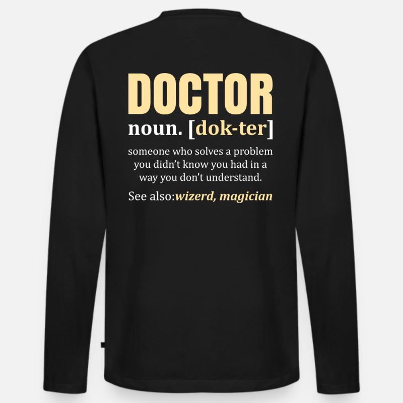 Doktor - Doktorin - Männer Premium Bio Langarmshirt - Schwarz