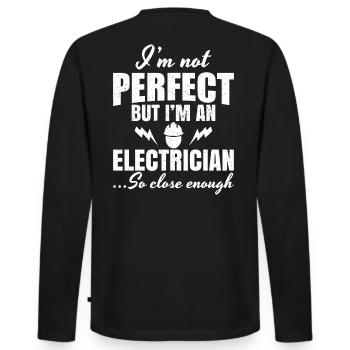 Je ne suis pas parfait, mais un électricien - T-shirt manches longues Premium bio Homme - noir - Dos - Nico (187cm)
