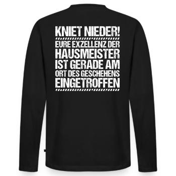 Hausmeister Hauswart Janitor - Männer Premium Bio Langarmshirt - Schwarz - Hinten - Nico (187cm)