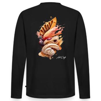 Watercolor Surreal Cafeteria - Men's Premium Organic Long Sleeve Shirt - black - Back - Nico (187cm)