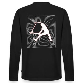 Fingerwhip 6 - Männer Premium Bio Langarmshirt - Schwarz - Hinten - Nico (187cm)