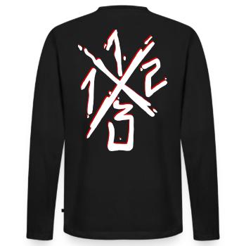 1312 - Männer Premium Bio Langarmshirt - Schwarz - Hinten - Nico (187cm)