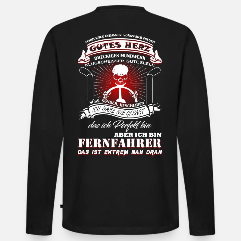 Fernfahrer sind fast Perfekt - Männer Premium Bio Langarmshirt - Schwarz