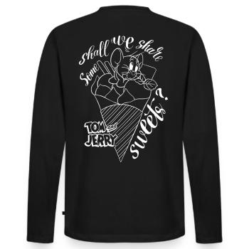 Tom And Jerry Cute Outline Design With Jerry - Men's Premium Organic Long Sleeve Shirt - black - Back - Nico (187cm)