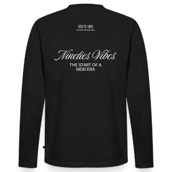 Design « Nineties Vibes » - Streetwear - T-shirt manches longues Premium bio Homme - noir - Dos - Nico (187cm)