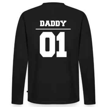 Père Daddy partenaire Look - Daddys 01 - T-shirt manches longues Premium bio Homme - noir - Dos - Nico (187cm)