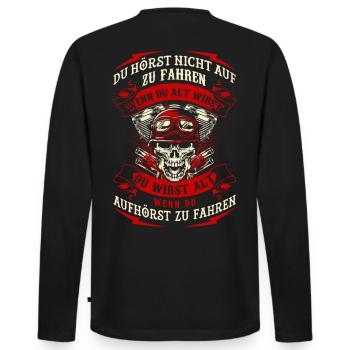 Motorrad fahren aufhören - Männer Premium Bio Langarmshirt - Schwarz - Hinten - Nico (187cm)