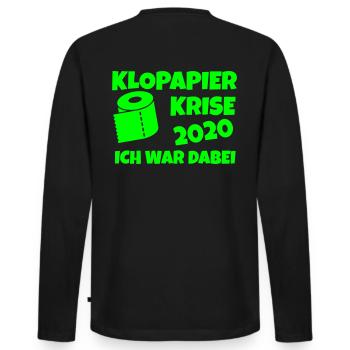 Klopapier Krise 2020 - Ich war dabei - Männer Premium Bio Langarmshirt - Schwarz - Hinten - Nico (187cm)