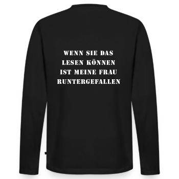 Wenn Sie das lesen können Biker Spruch Motorrad - Männer Premium Bio Langarmshirt - Schwarz - Hinten - Nico (187cm)